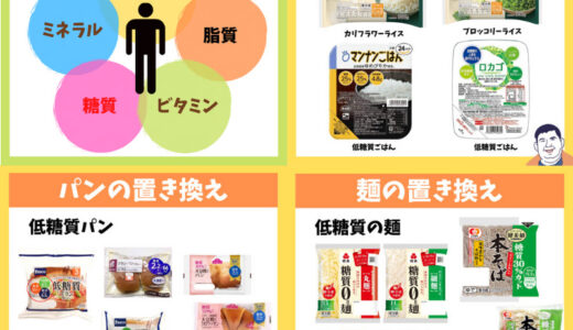 【糖質制限ダイエットの効果的なやり方】カラダの5大栄養素の把握と主食を低糖質に置き換え！早めの脂質燃焼を狙おう！！